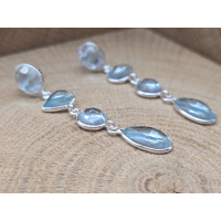 Echt zilveren oorbel stekers/ hangers met topaas